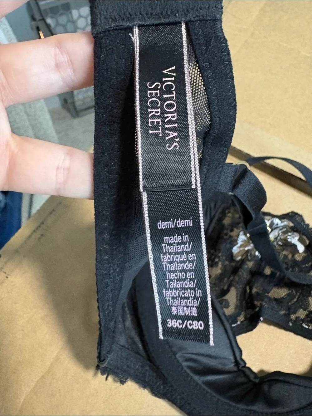 Victoria’s Secret Black Lace & Embroidered Demi Bra